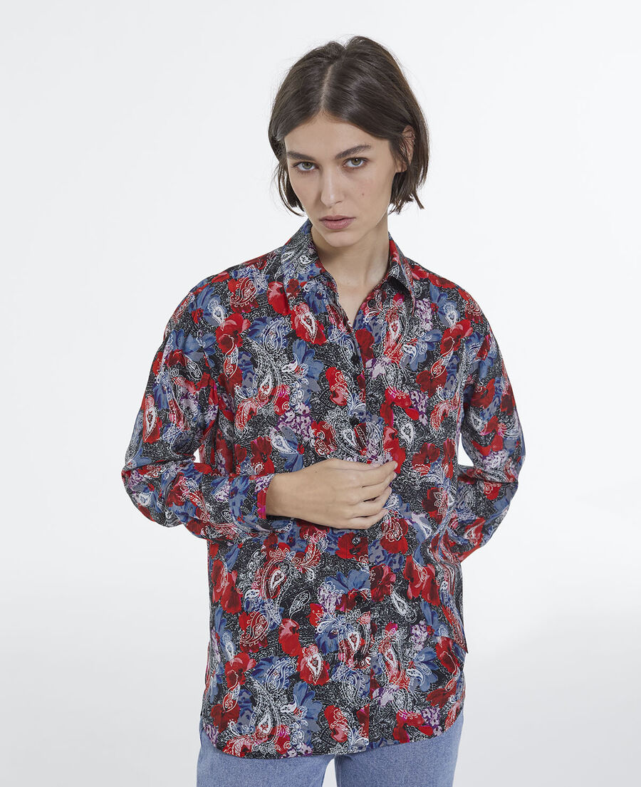 multicolour printed silk shirt