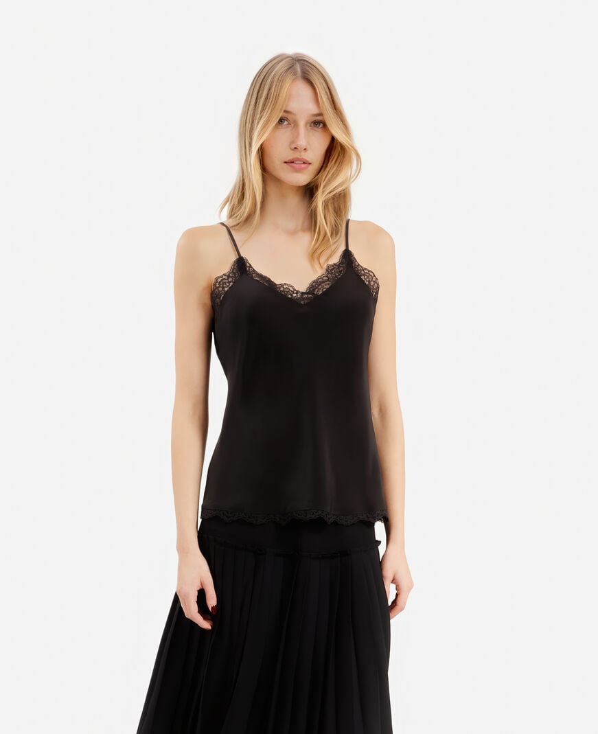 The Kooples WOMEN BLACK black silk camisole