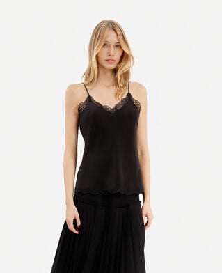The Kooples WOMEN BLACK black silk camisole