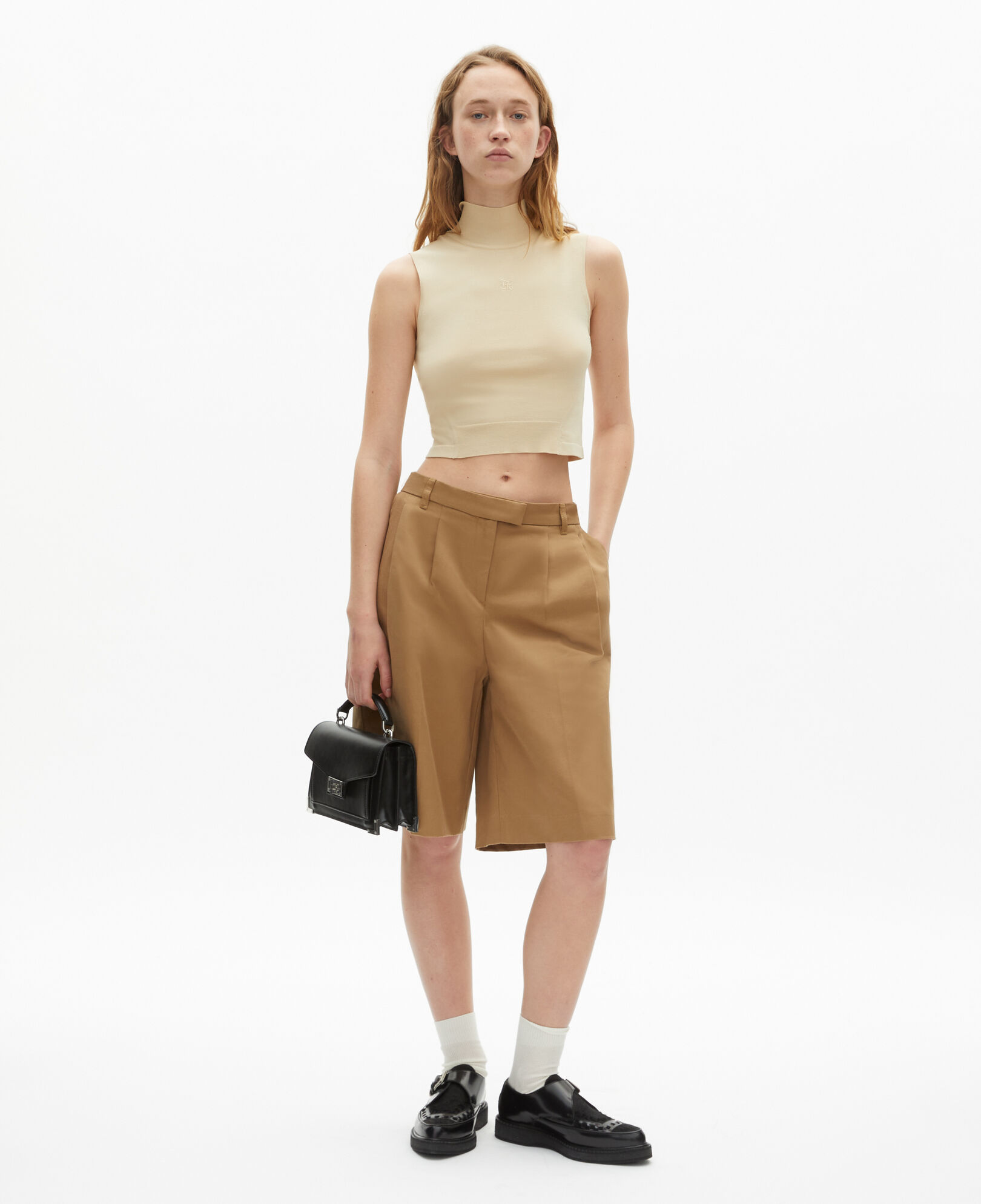 The Kooples DAMEN BROWN bermudashorts aus baumwolle - leinen in camel