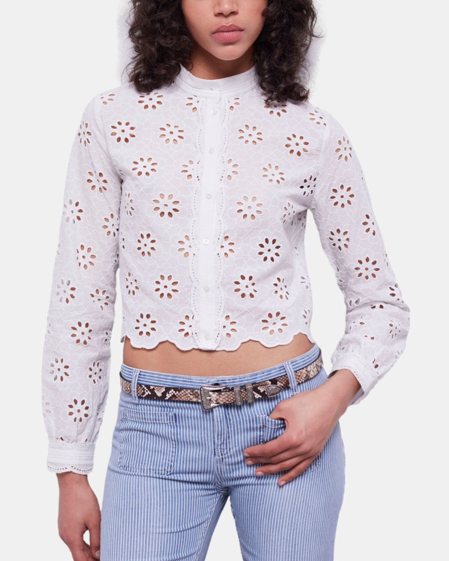 Thin snakeskin-effect leather belt with Western-style buckle, BEIGE-BROWN, hi-res image number null