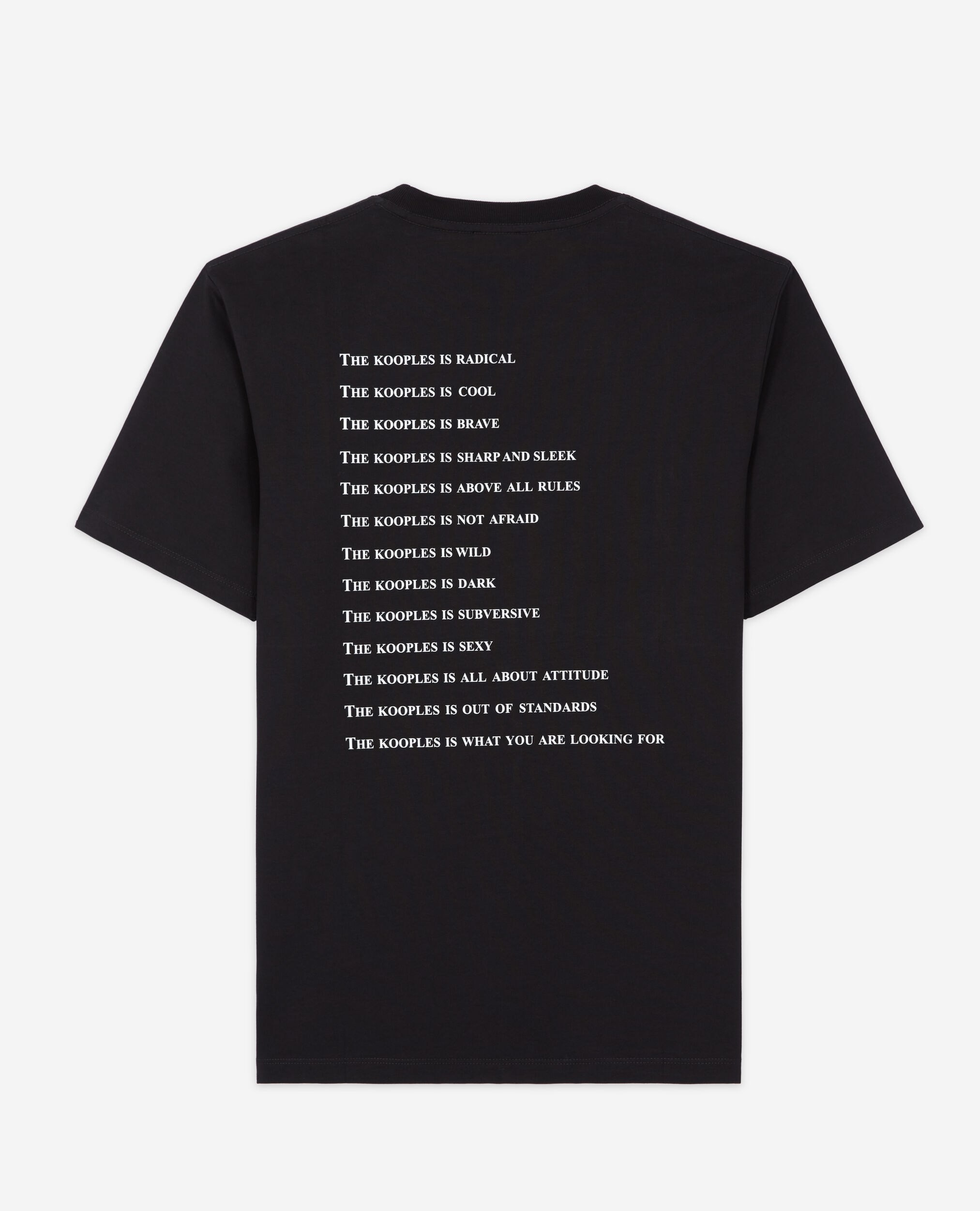 Schwarzes T-Shirt mit „What is“-Strassbesatz, BLACK, hi-res image number null