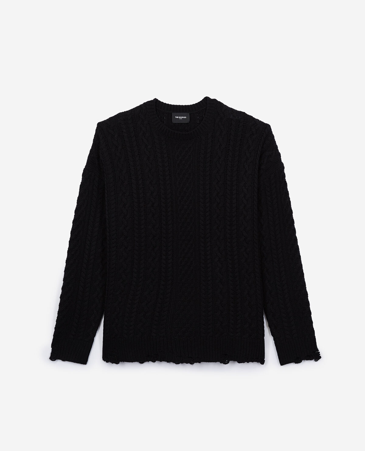 Black cashmere and wool cable knit jumper