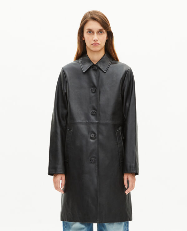 Schwarzer Ledermantel für Frauen The Kooples