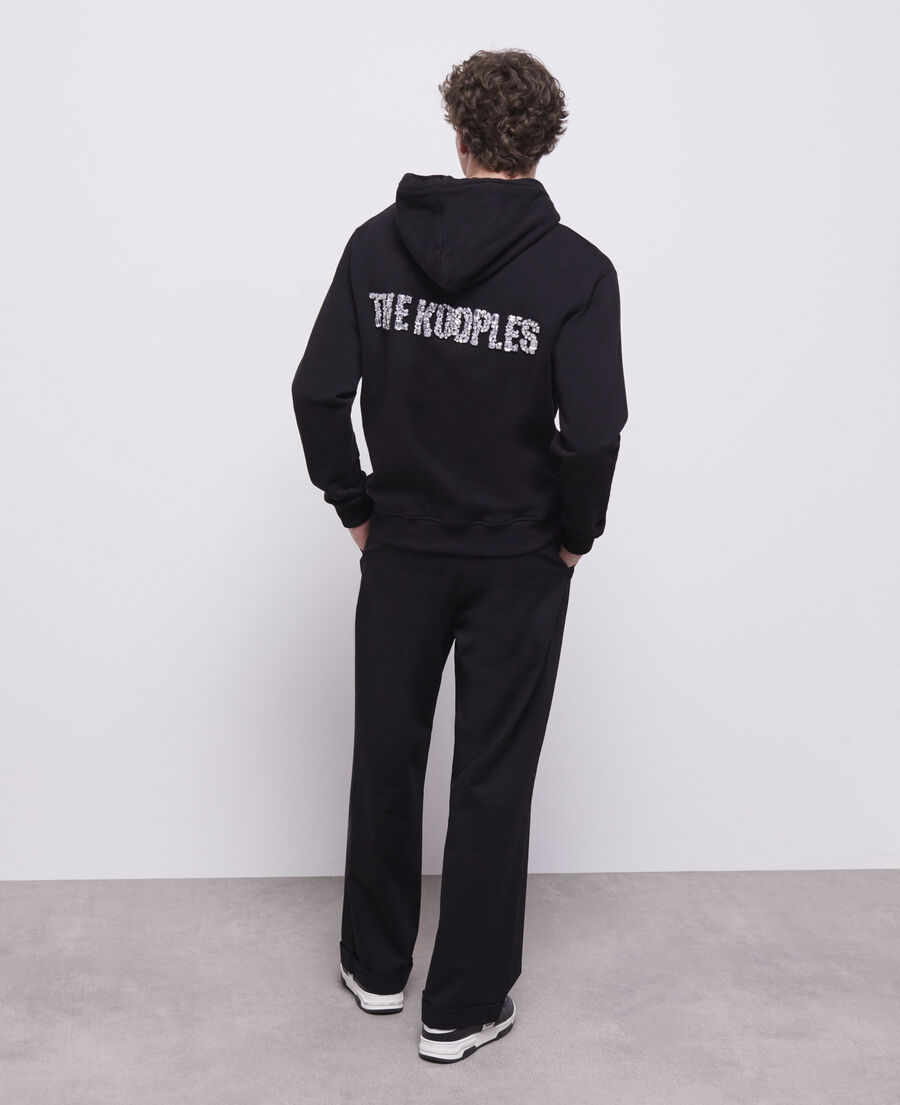 sweatshirt logo strass noir