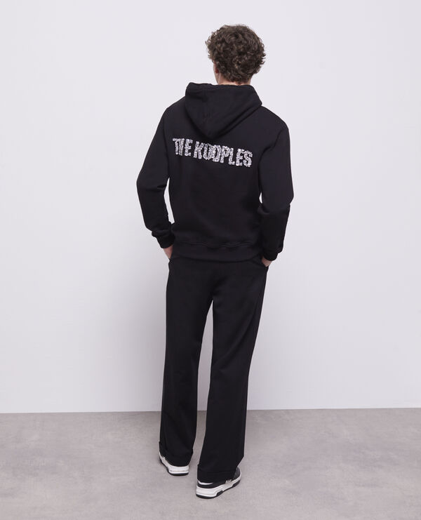 logo black sweatshirt with rhinestones