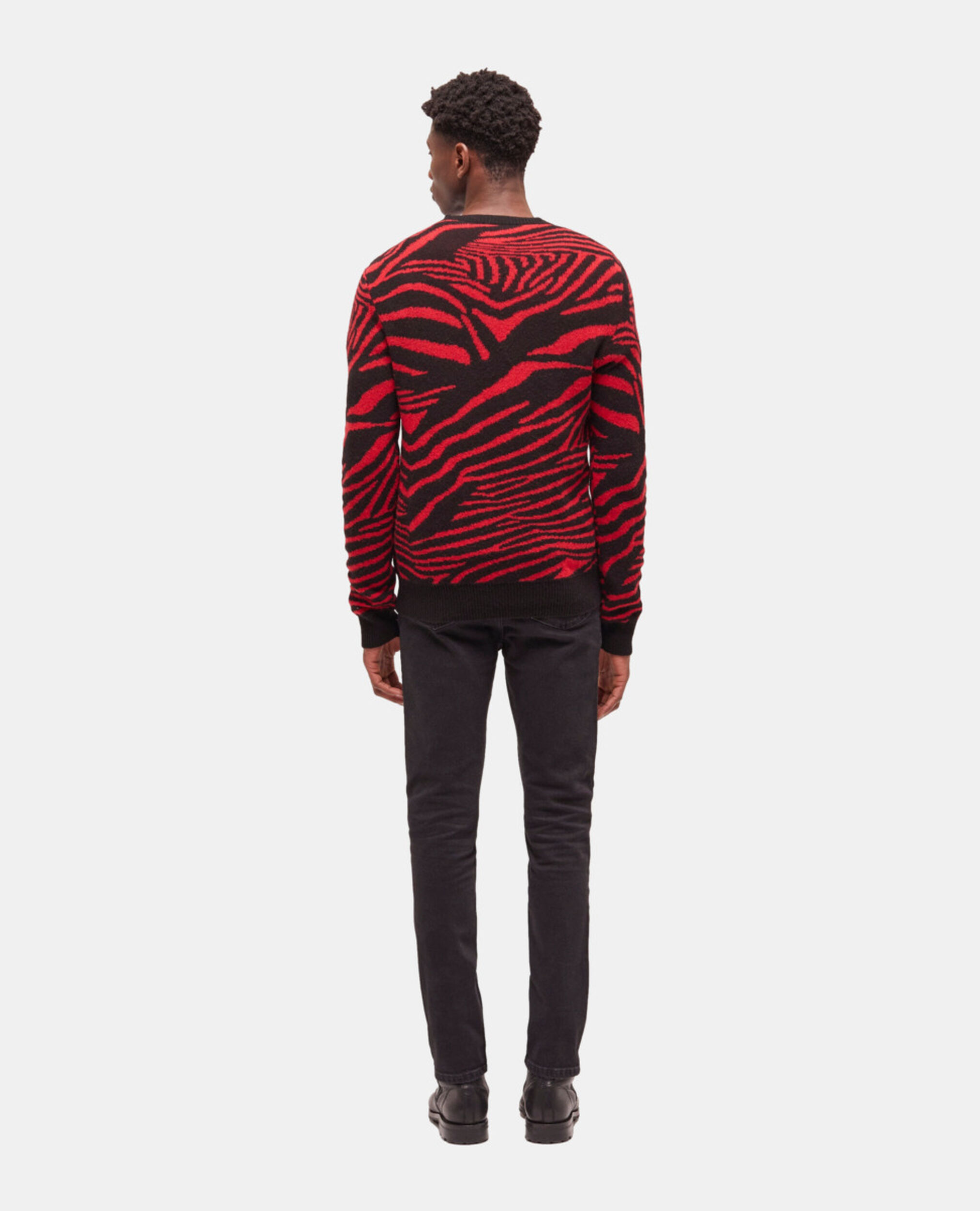 Pull en laine imprimé rouge, BLACK - RED, hi-res image number null