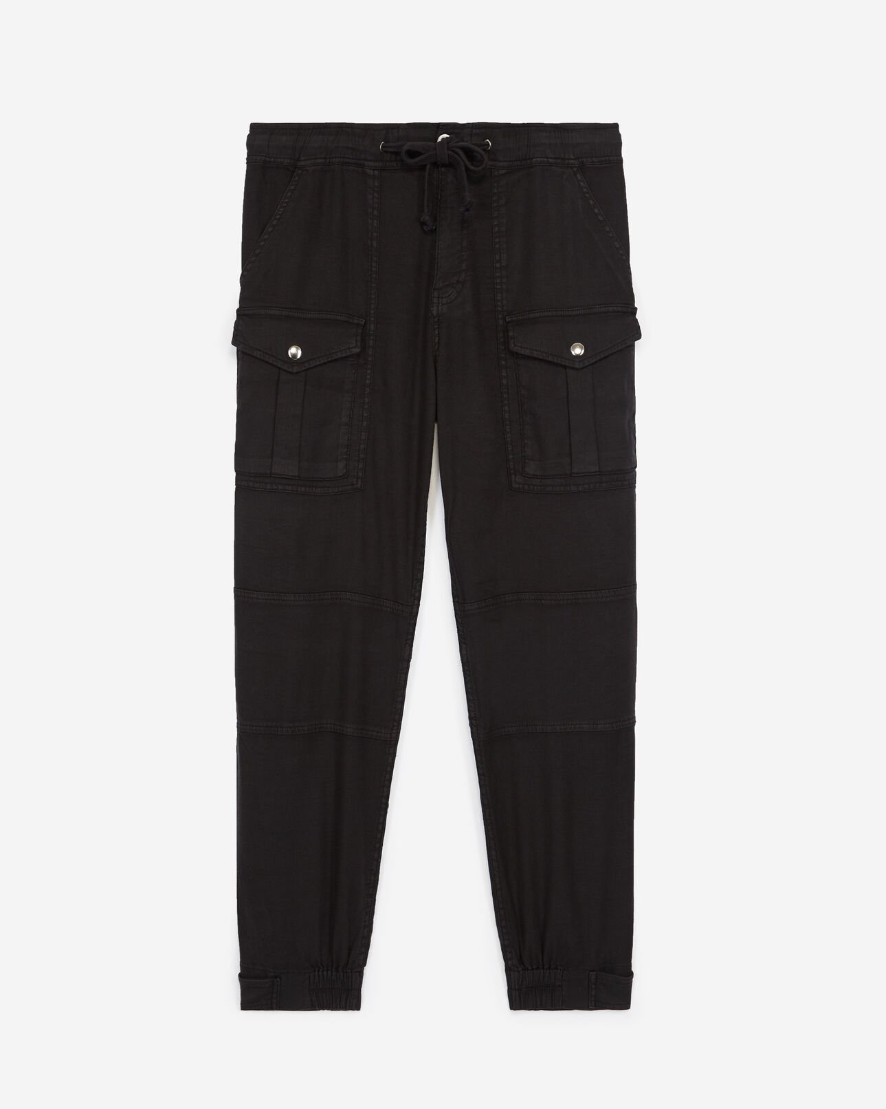 The Kooples WOMEN BLACK cotton military-effect black trousers