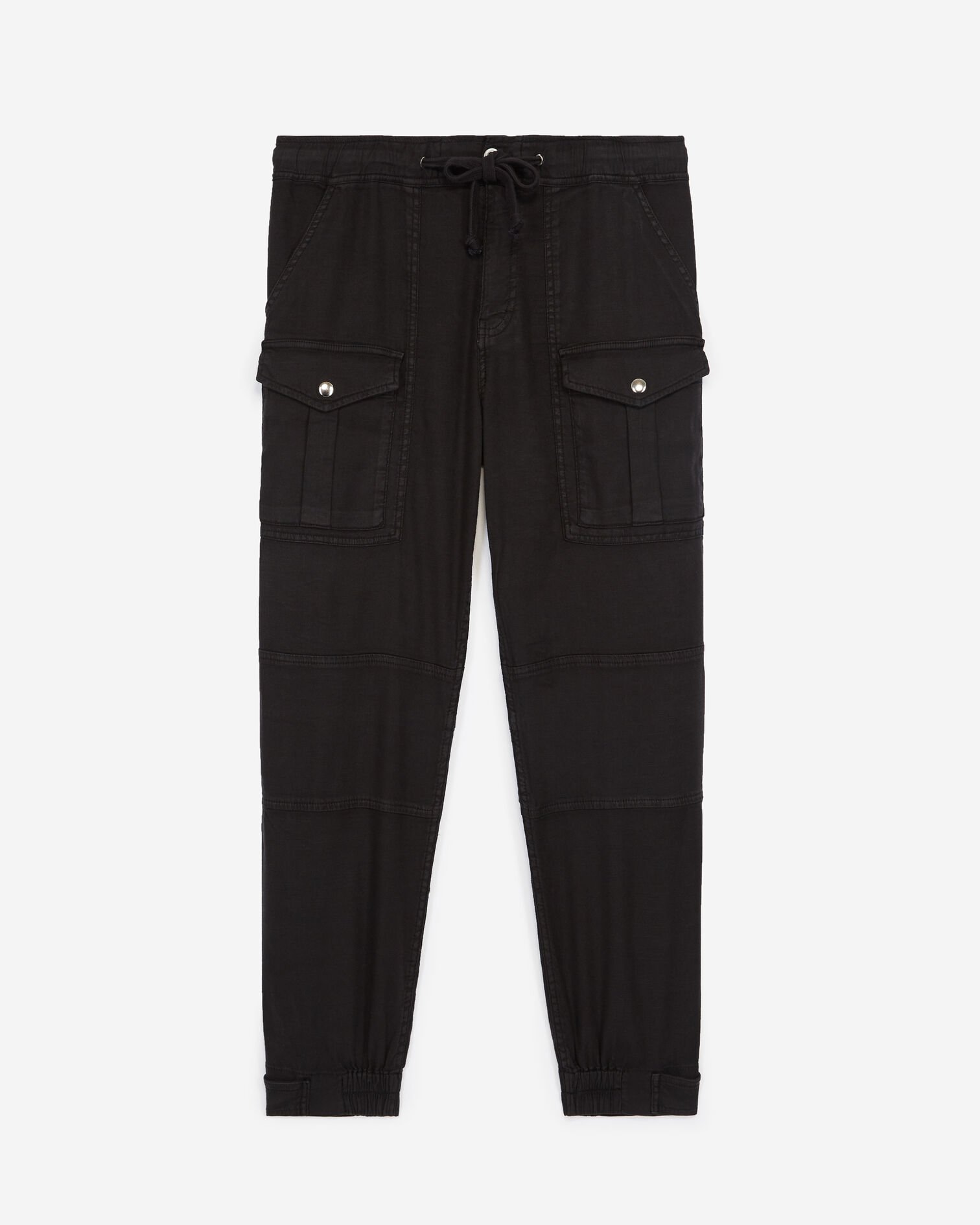 Cotton military-effect black trousers, BLACK, hi-res image number null