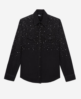 The Kooples F BLACK WASHED black shirt with rhinestone details