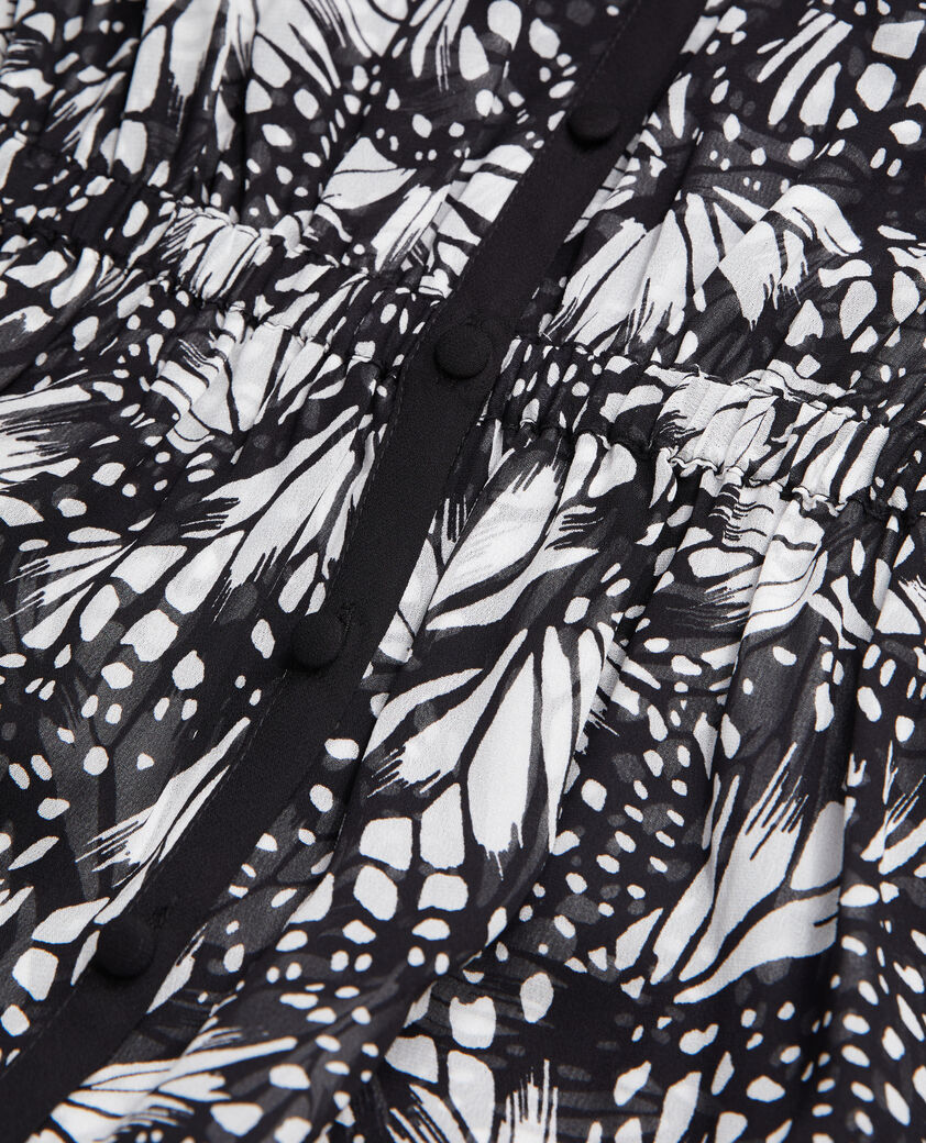 The Kooples FEMME BLACK WHITE robe longue imprimée avec boutonnage