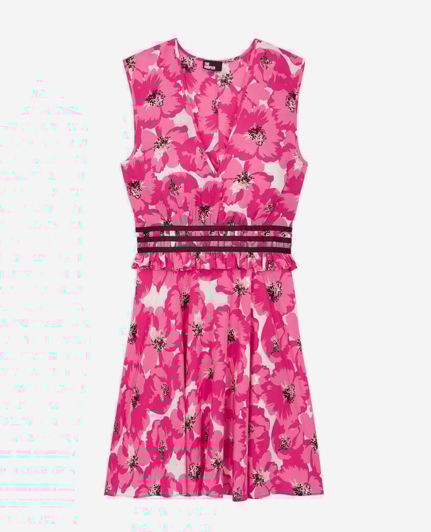 The Kooples WOMEN PINK short printed silk dress