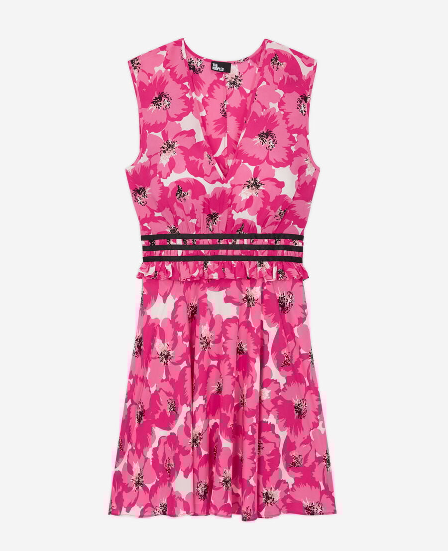 The Kooples WOMEN PINK short printed silk dress