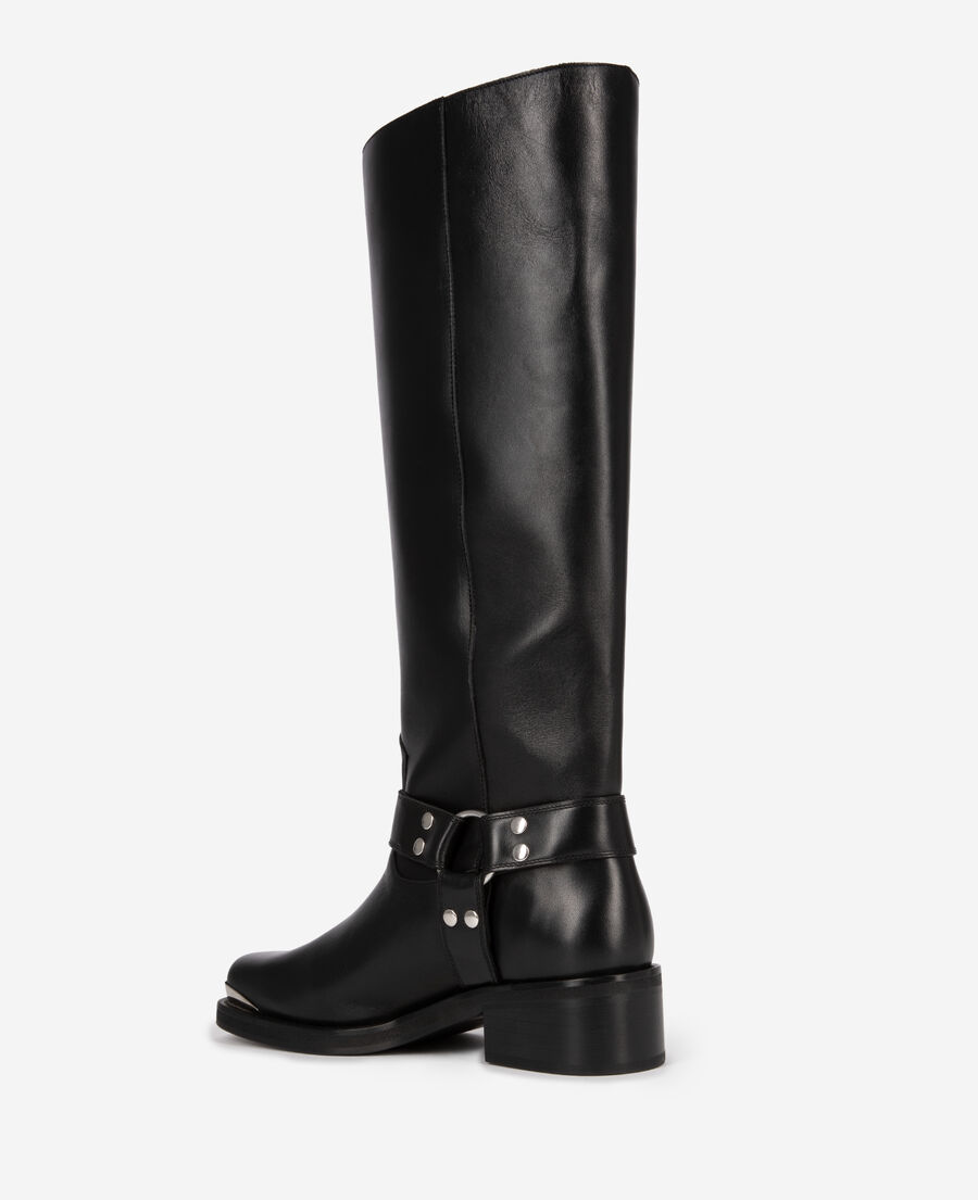 The Kooples WOMEN BLACK black leather strap boots