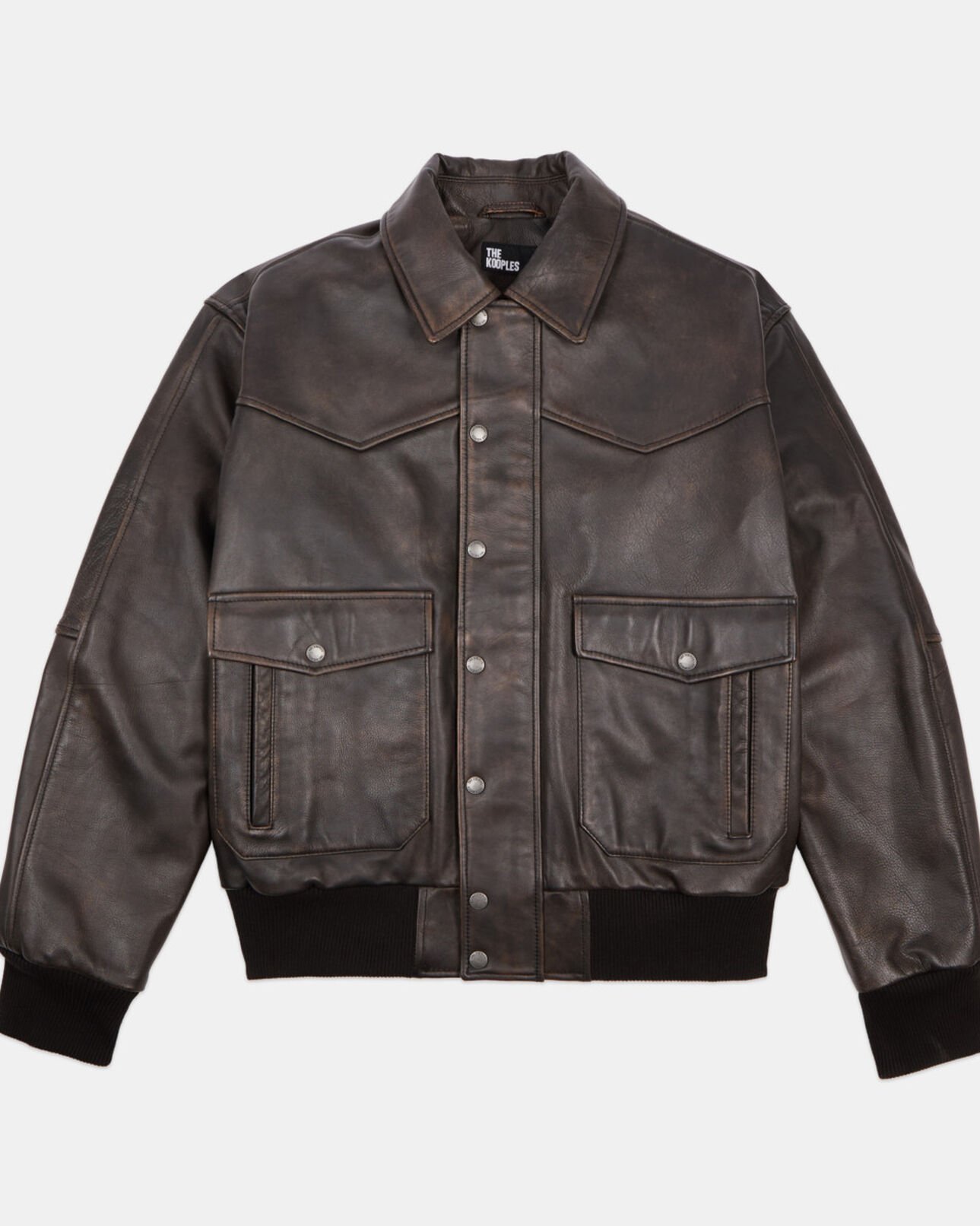 The Kooples HOMME DARK BROWN blouson en cuir marron