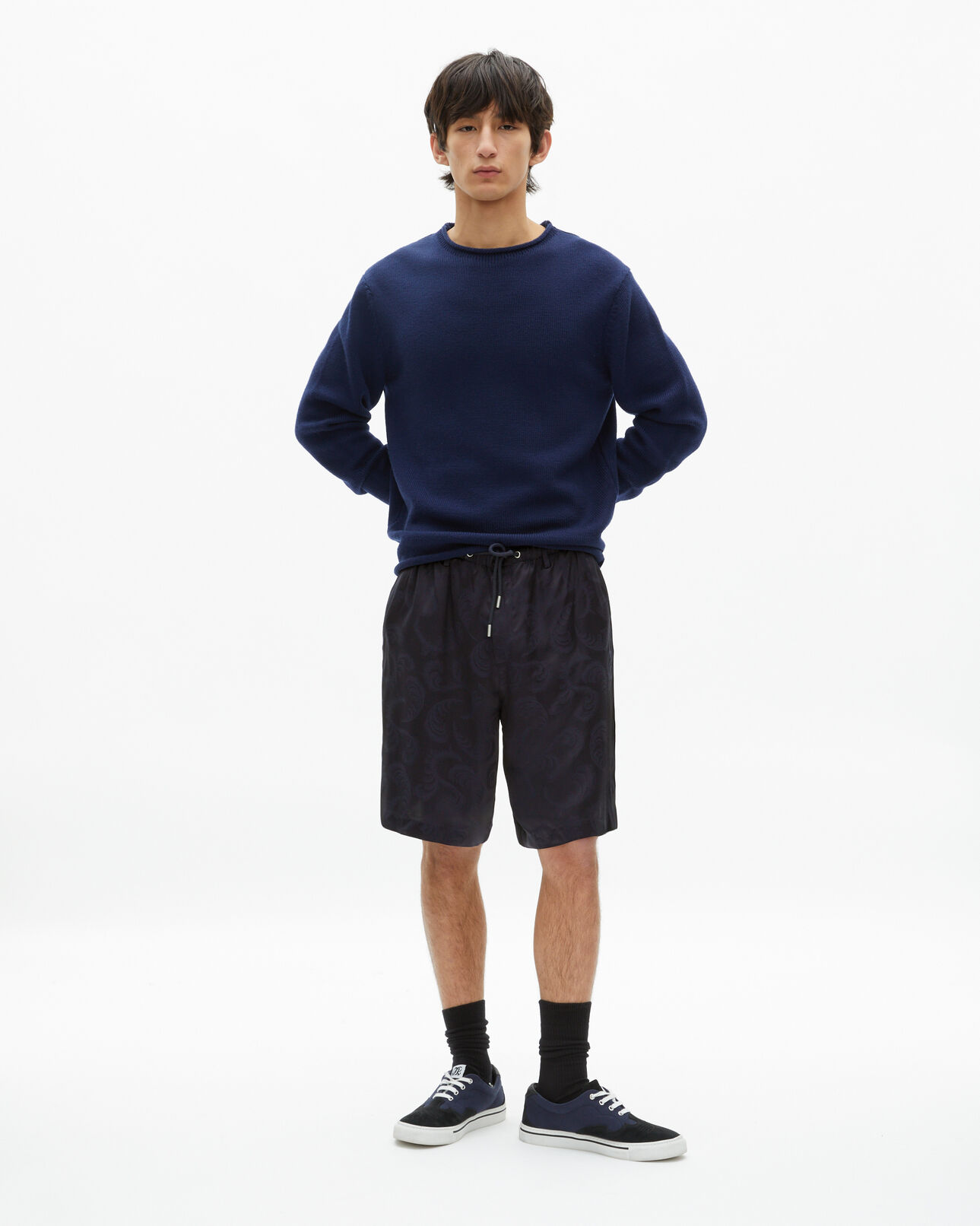 The Kooples HOMBRE NAVY pantalón corto de jacquard azul marino