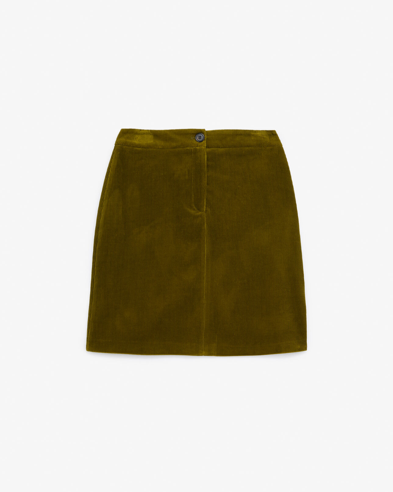 The Kooples DAMEN DARK GREEN kurzer samtrock gerippt geknöpft