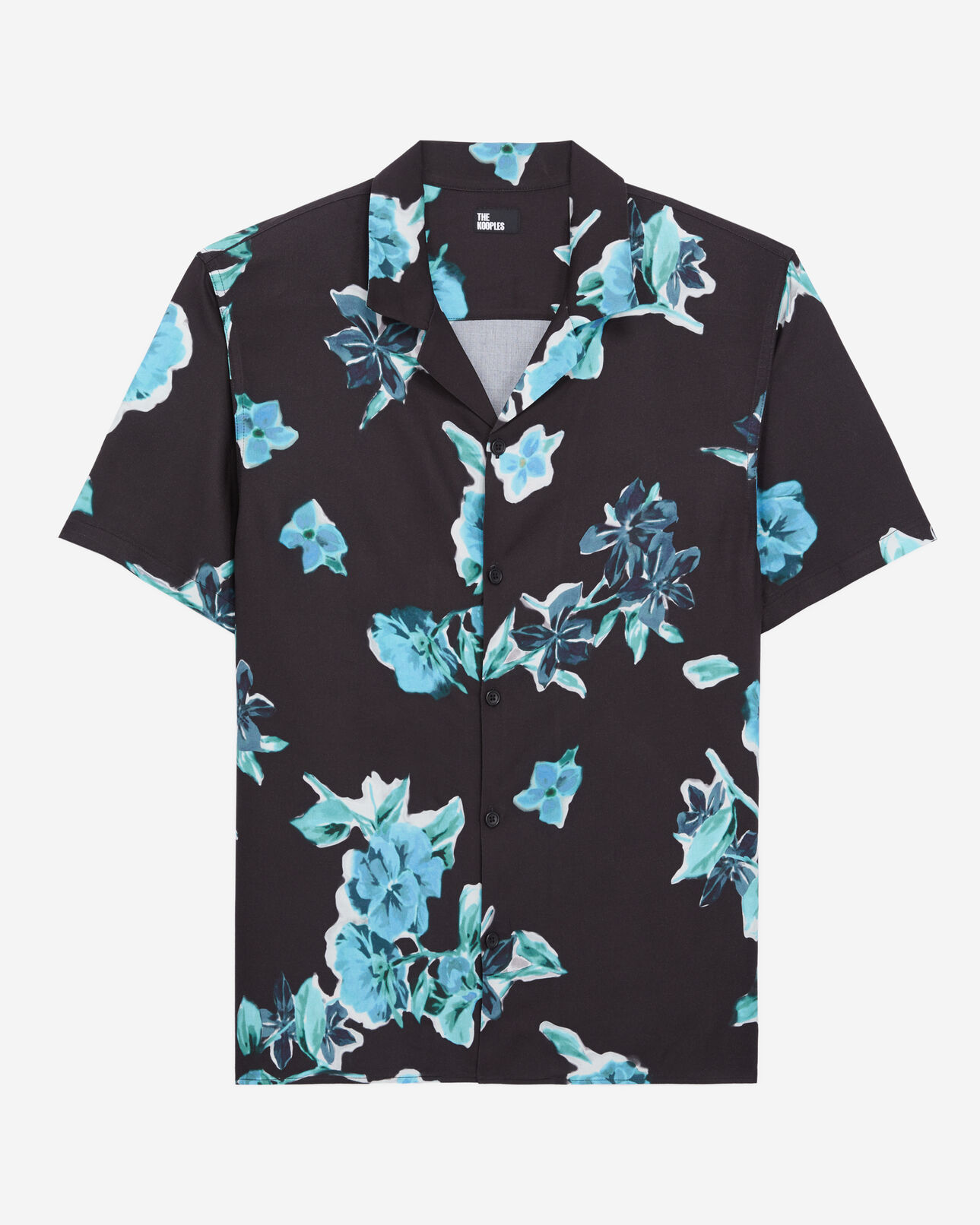 The Kooples HERREN BLACK BLUE kurzärmeliges hemd mit print
