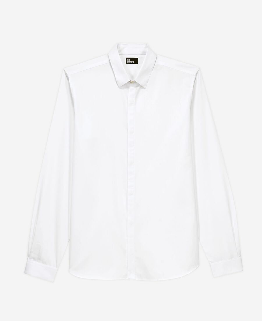 camisa algodón blanca con cuello clásico