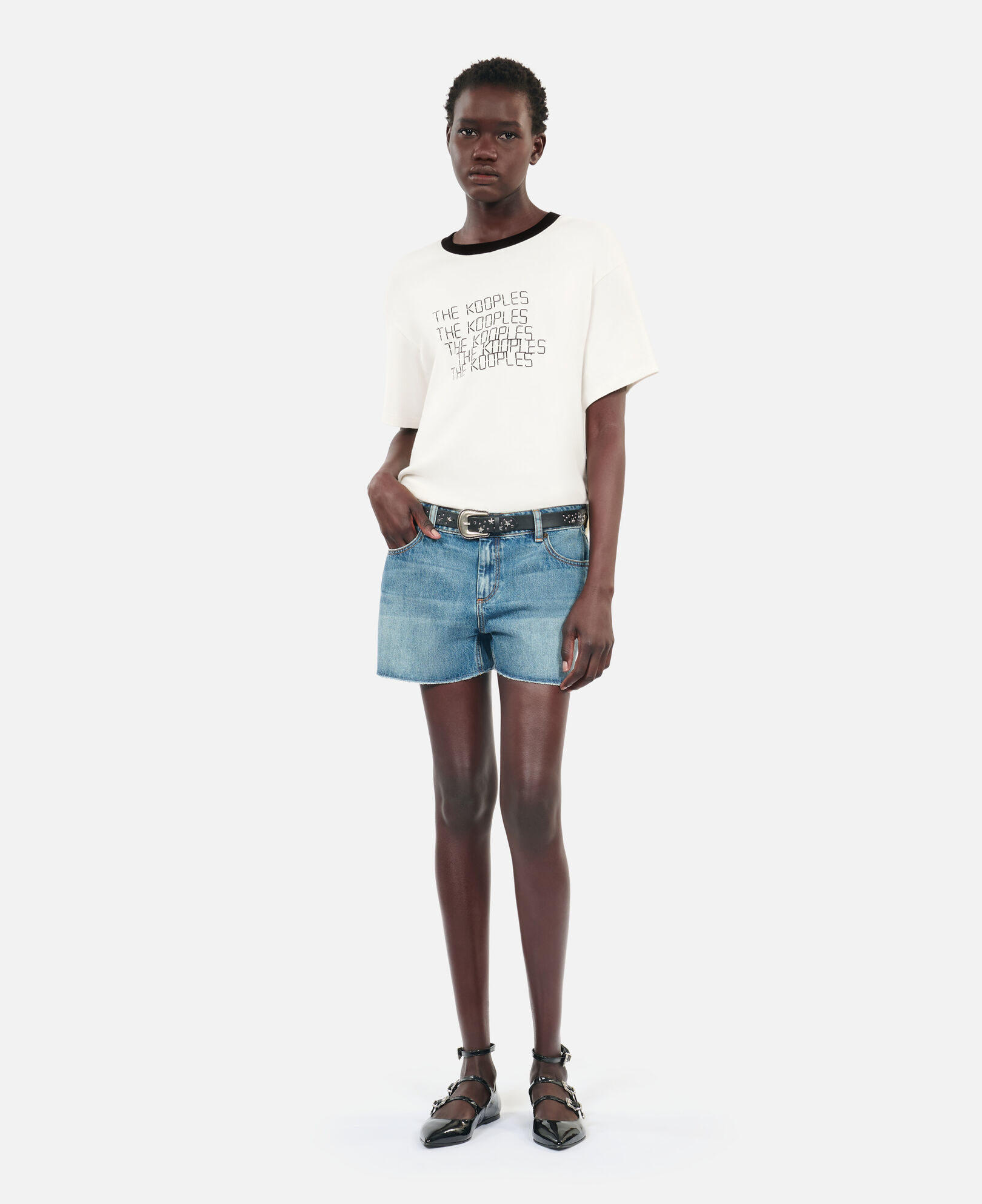 The Kooples WOMEN ECRU ecru tk waves serigraphy t-shirt