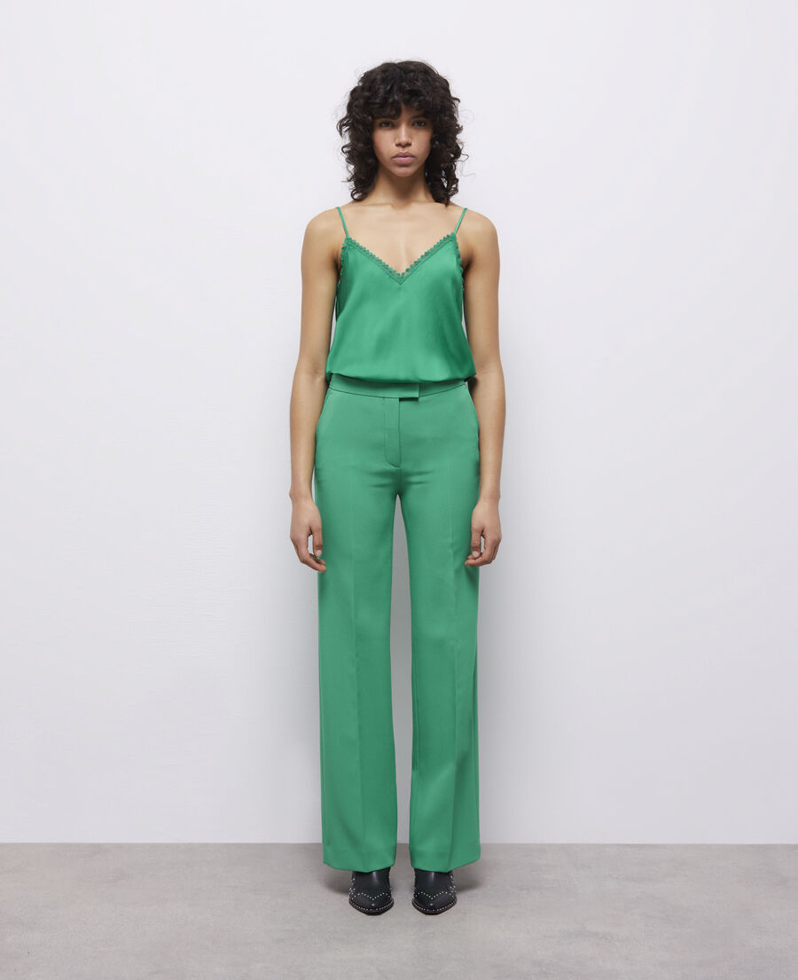 green crêpe suit pants