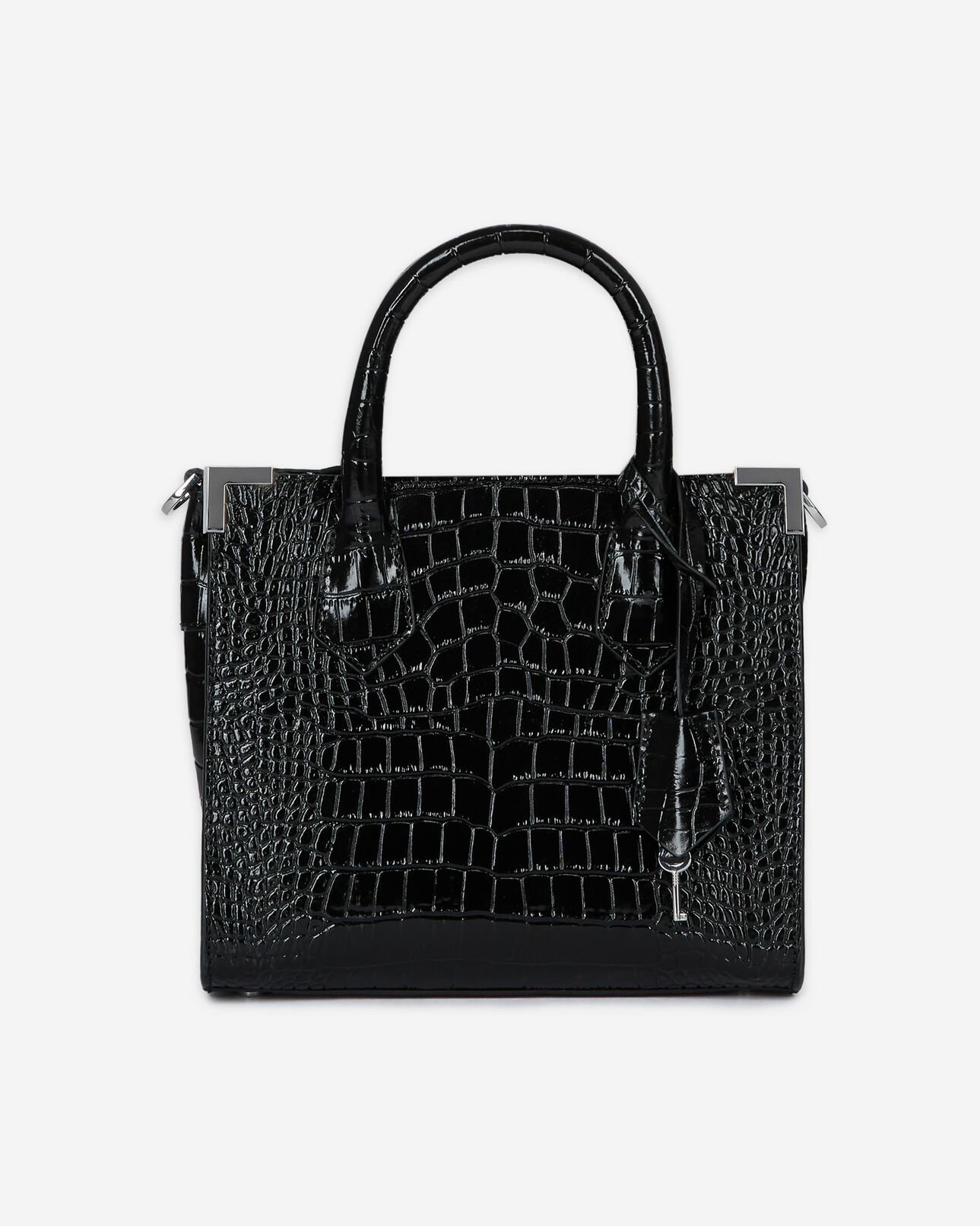 The Kooples FEMME BLACK sac ming effet crocodile en cuir noir