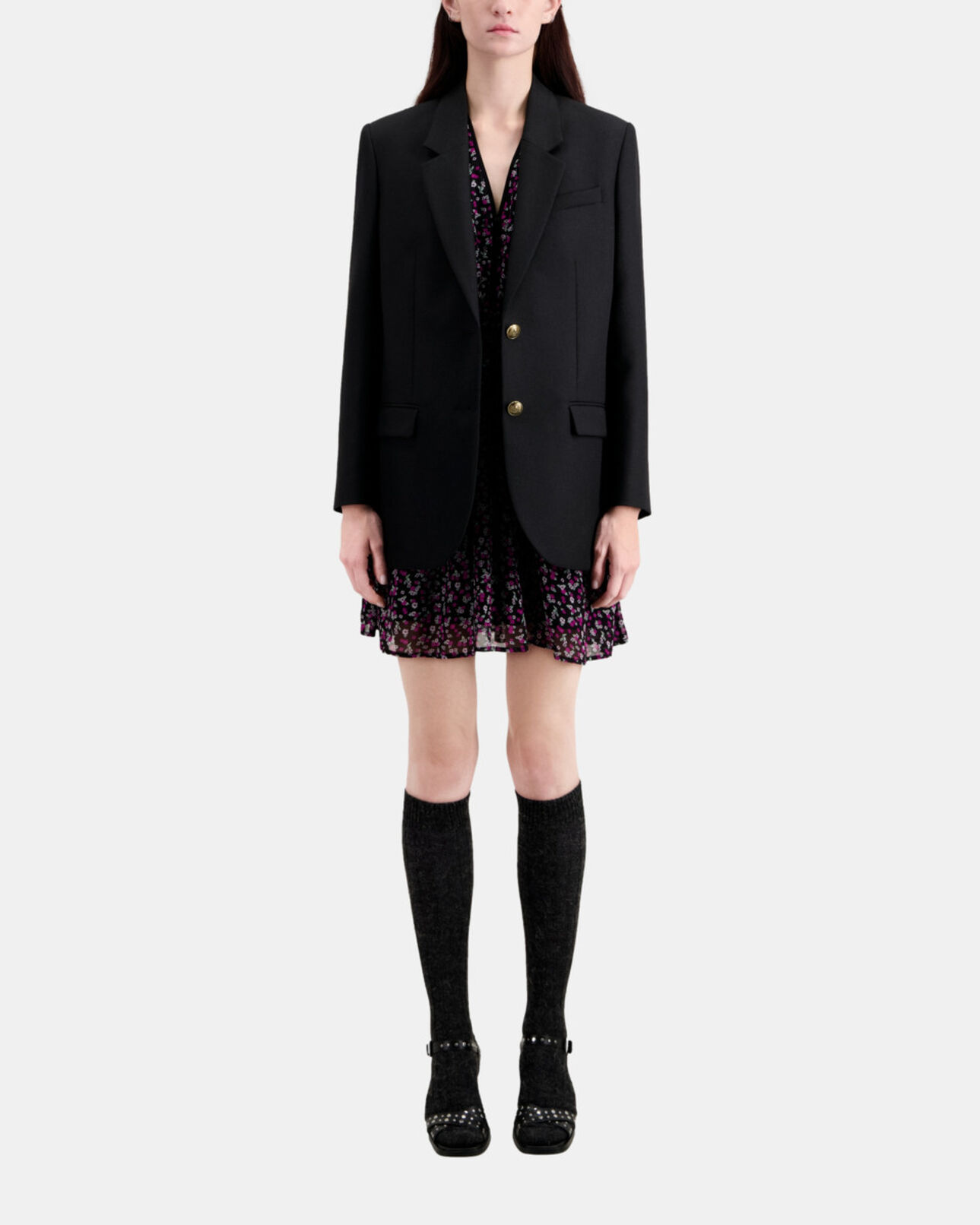 The Kooples WOMEN BLACK black wool blend blazer