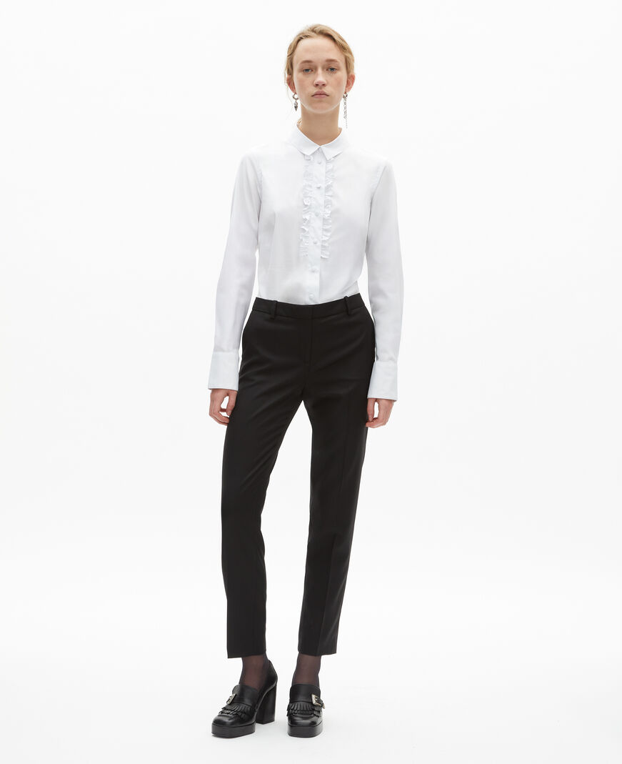 The Kooples FEMME WHITE chemise en popeline avec volants blanche