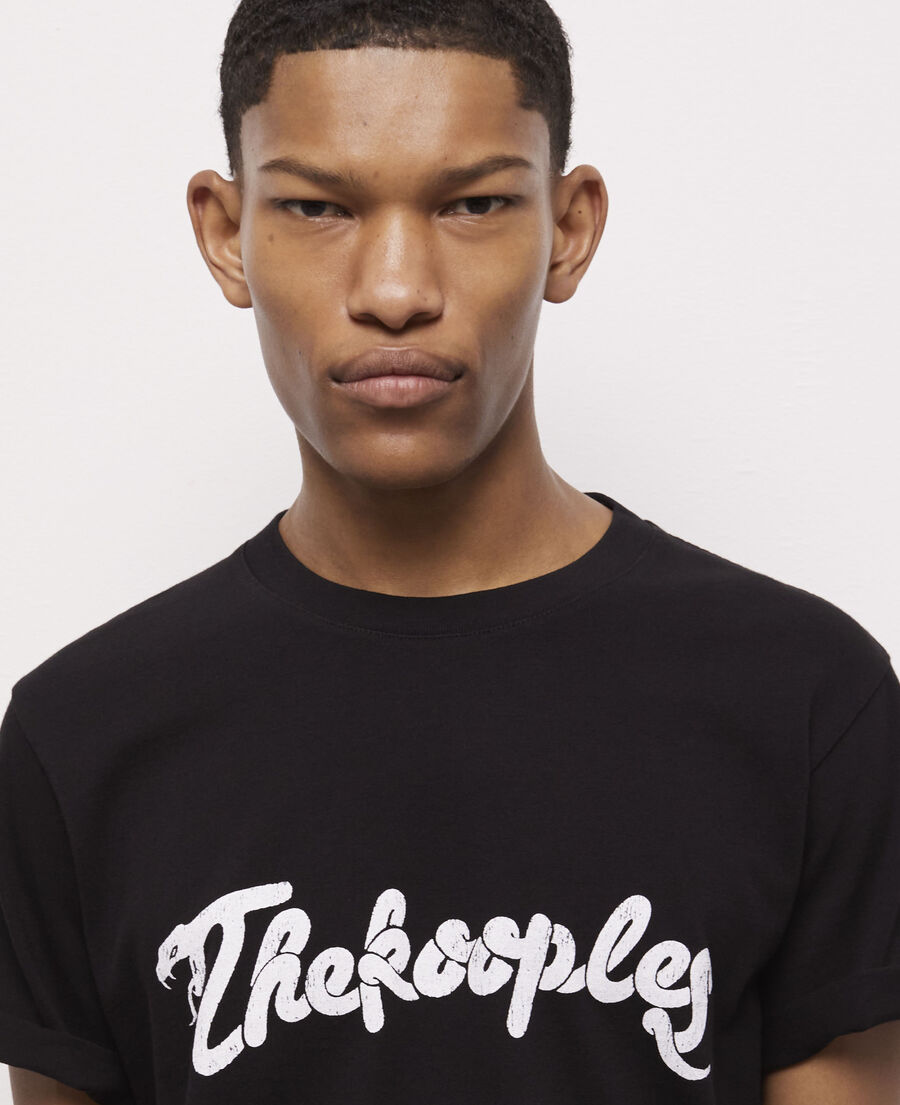 black t-shirt with snake logo print