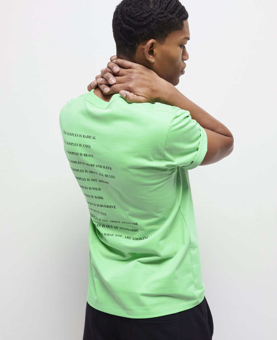 hellgrünes t-shirt herren mit „what is“-schriftzug