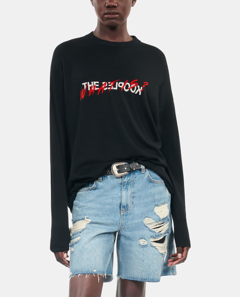 The Kooples FEMME BLACK RED OFF WHITE pull what is en laine noir