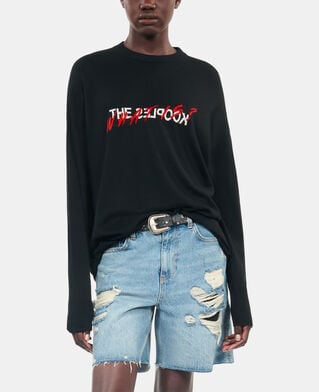 The Kooples FEMME BLACK RED OFF WHITE pull what is en laine noir