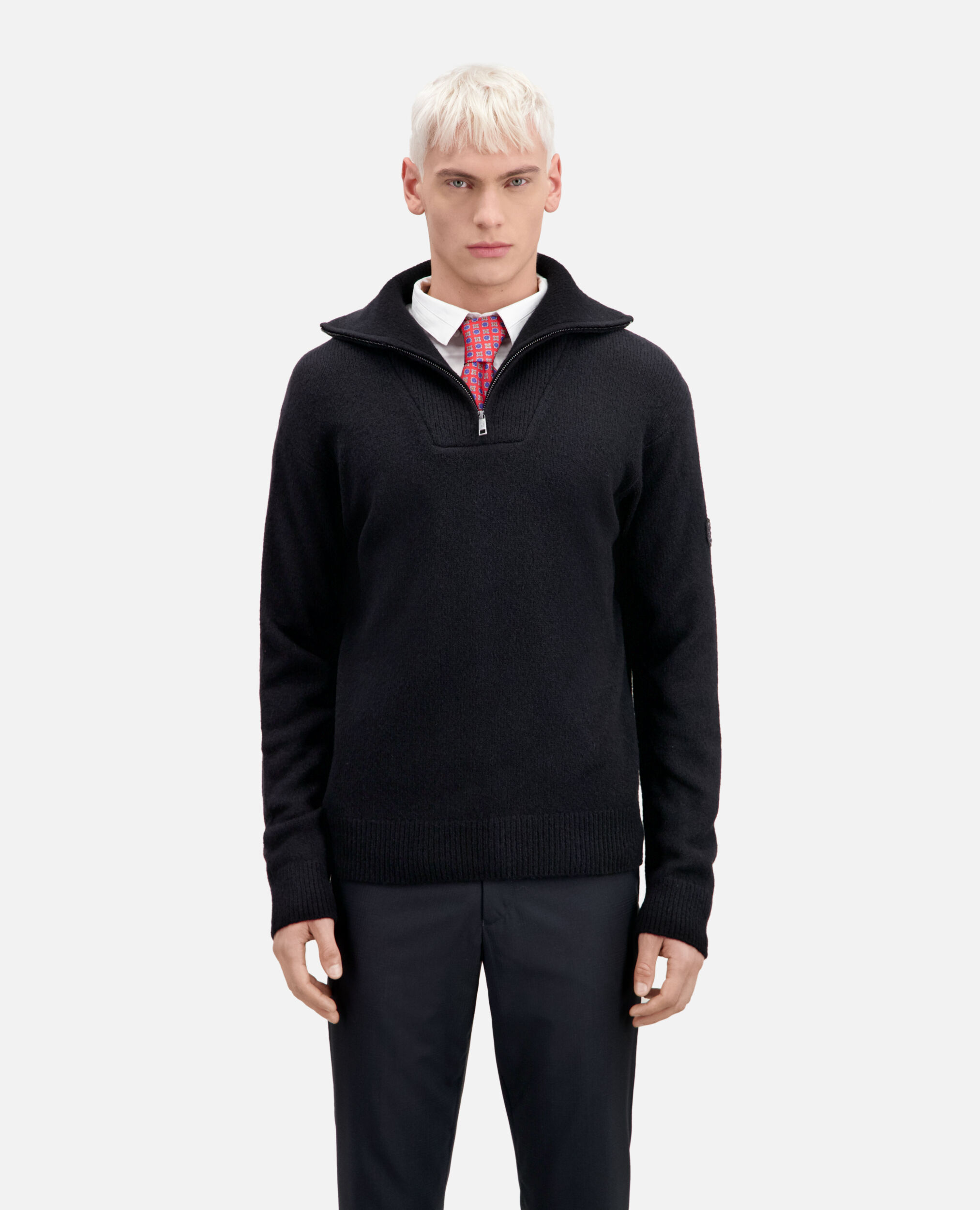 Black wool and alpaga blend sweater, BLACK, hi-res image number null
