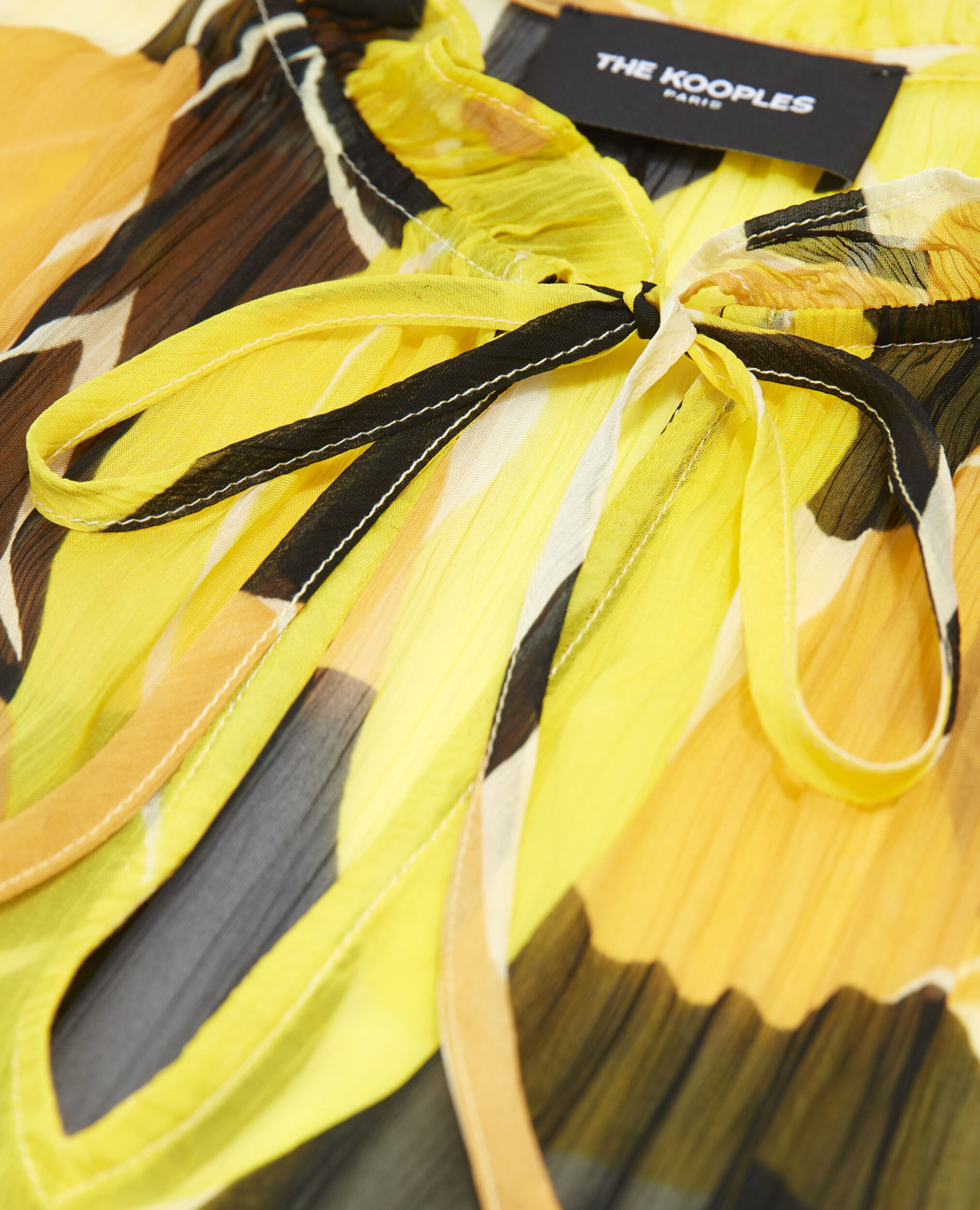 Flowing yellow printed top with frills, YELLOW, hi-res image number null
