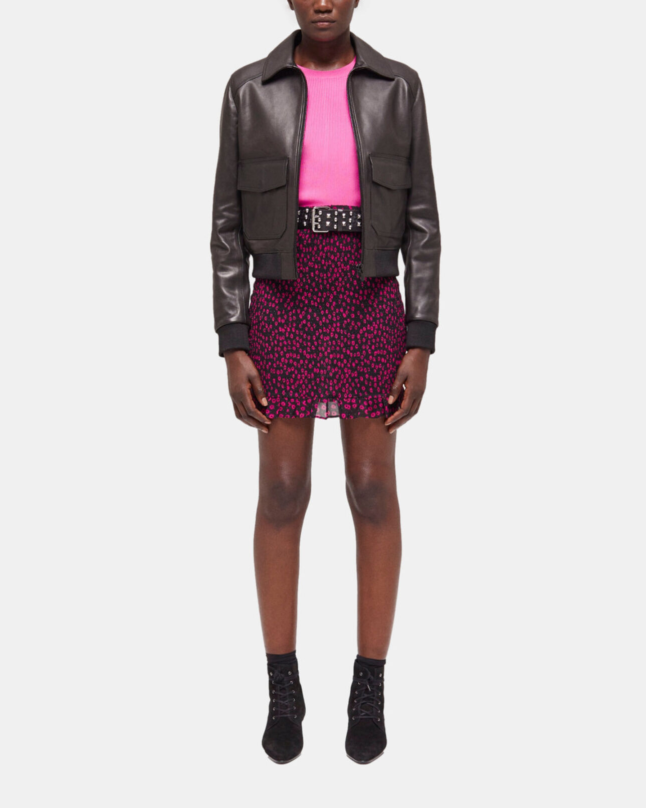 The Kooples WOMEN BLACK black leather jacket
