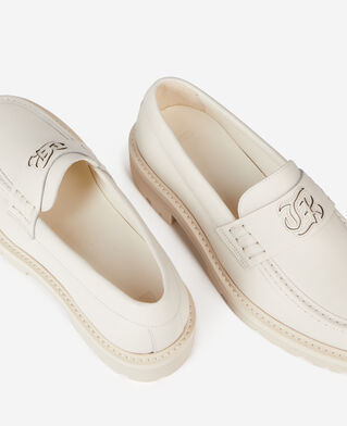 The Kooples F ECRU ecru leather moccasins