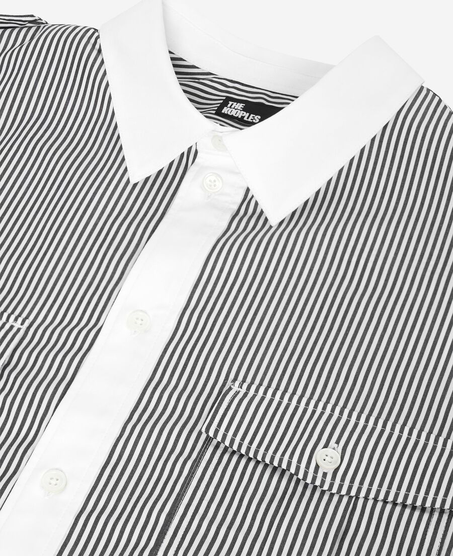 The Kooples HOMME BLACK WHITE chemise &agrave; fines rayures blanche et noire