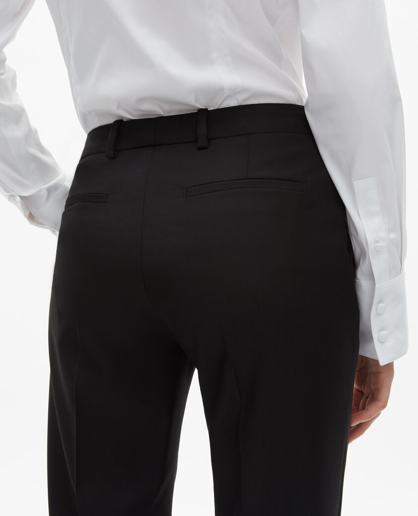 The Kooples FEMME BLACK pantalon tailleur en laine coupe ajustée noir 