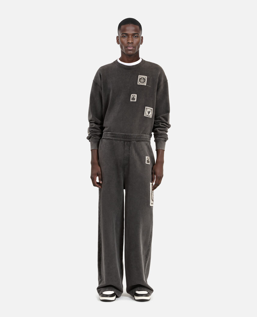 The Kooples HERREN BLACK WASHED gerade joggingstrümpfe mit patches schwarz