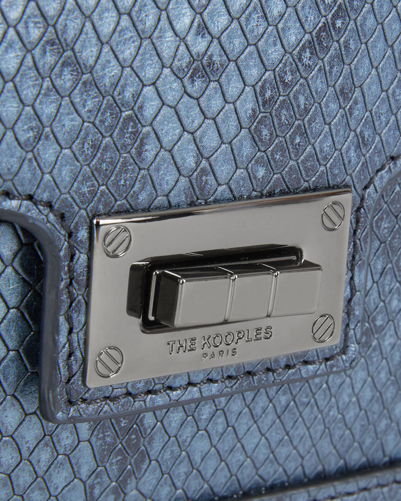 The Kooples WOMEN GRIS BLEU emily chain bag in grey python-effect leather