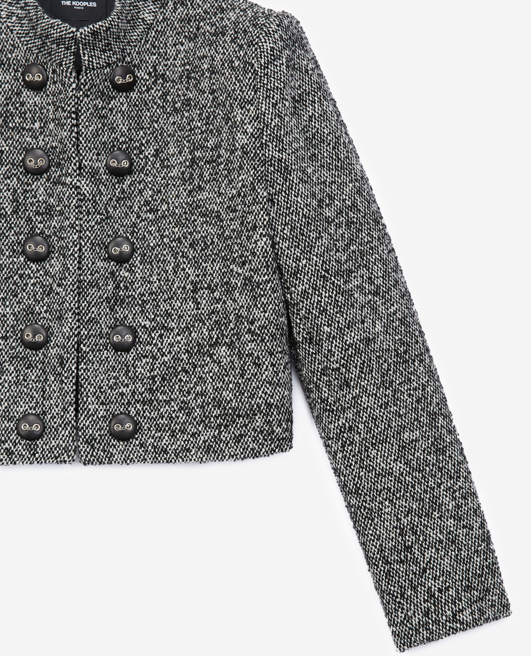 Flecked black and white wool jacket, BLACK WHITE, hi-res image number null