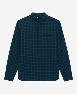 The Kooples HOMME NAVY-GREEN chemise à petits carreaux marine et verte