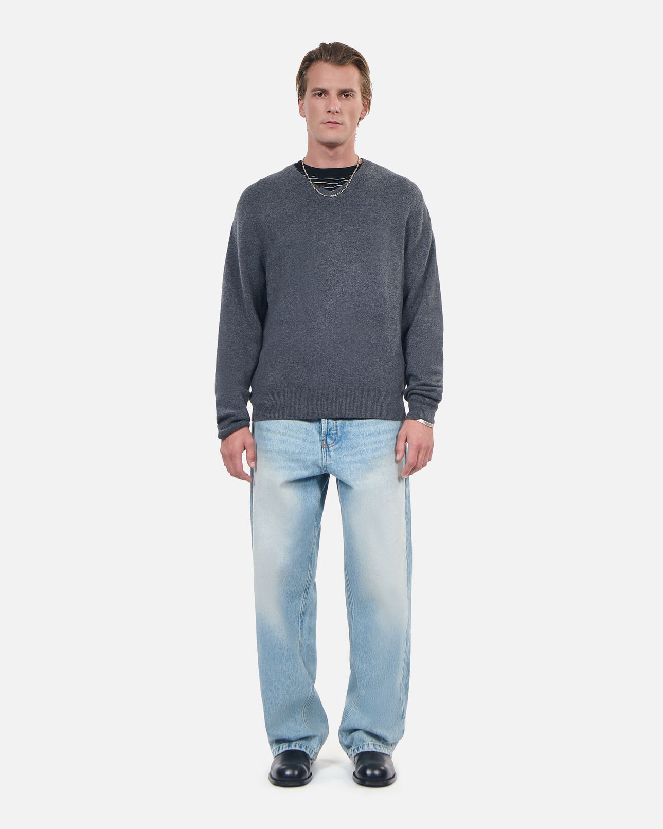 The Kooples H ANTHRACITE MELANGE grey cashmere sweater
