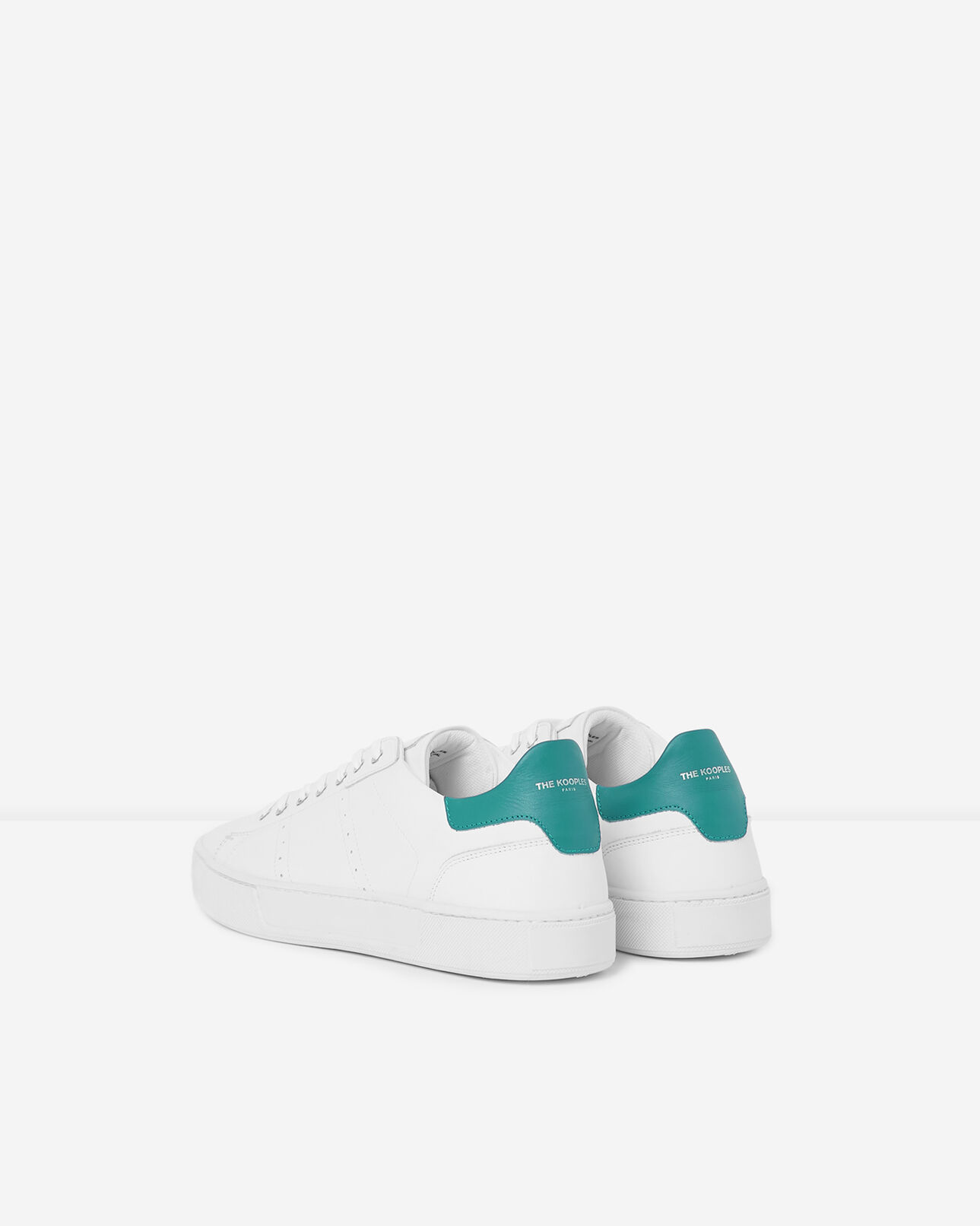 The Kooples HOMME WHITE / GREEN baskets basses blanches cuir empiècement vert