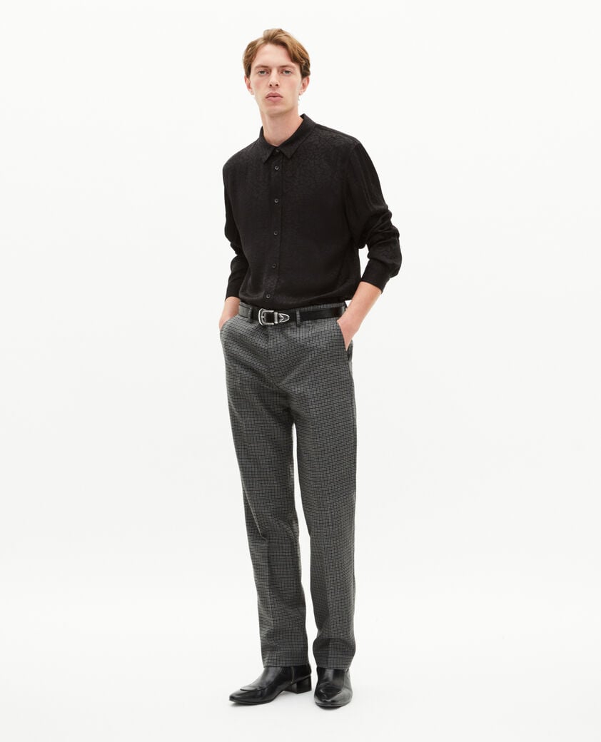 The Kooples HOMME GREY pantalon de costume droit en pied de poule noir et gris