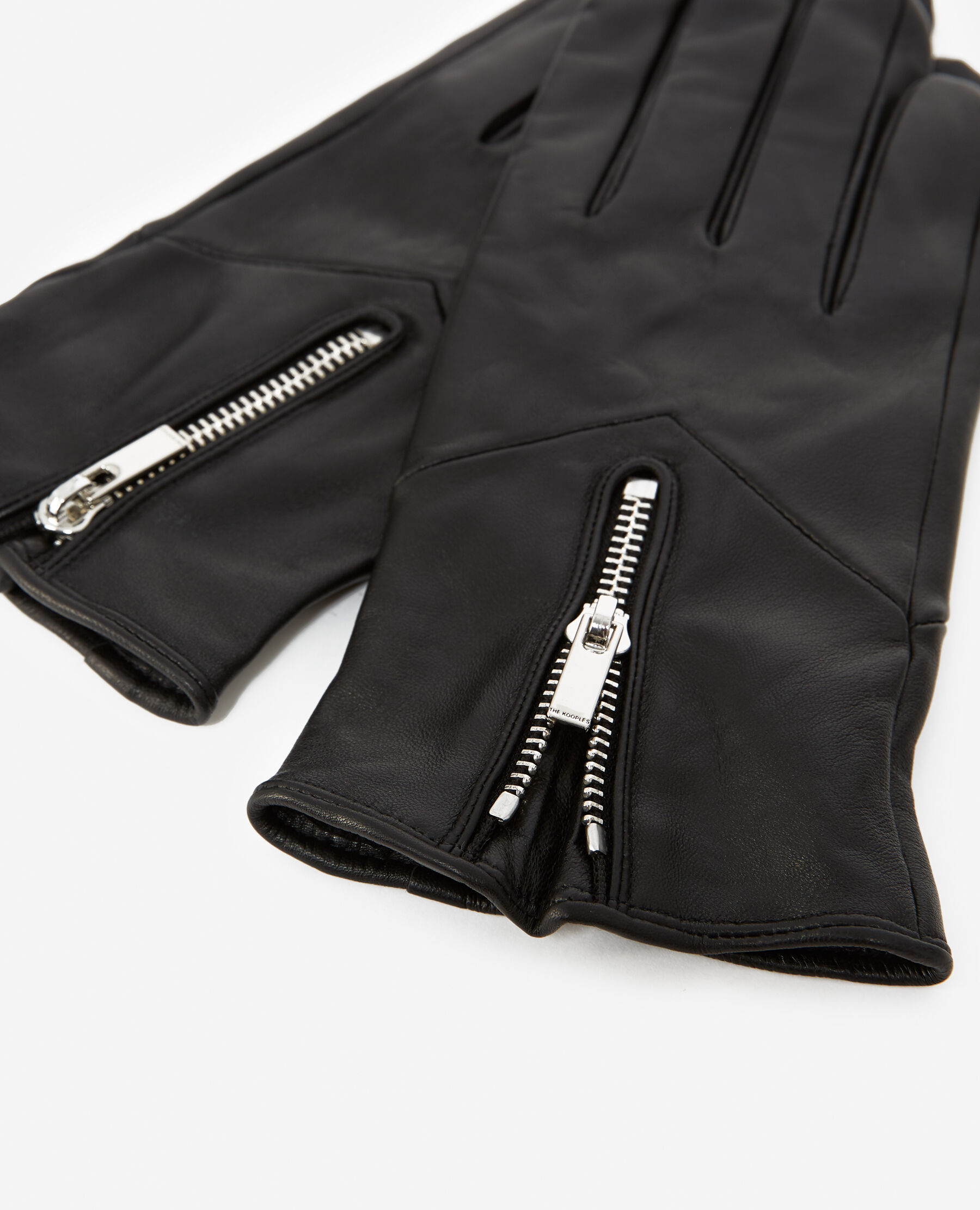 Leather gloves with zipper