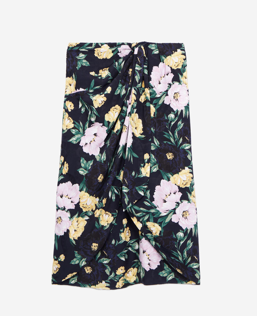 The Kooples F LIGHT PINK / DARK NAVY printed midi skirt