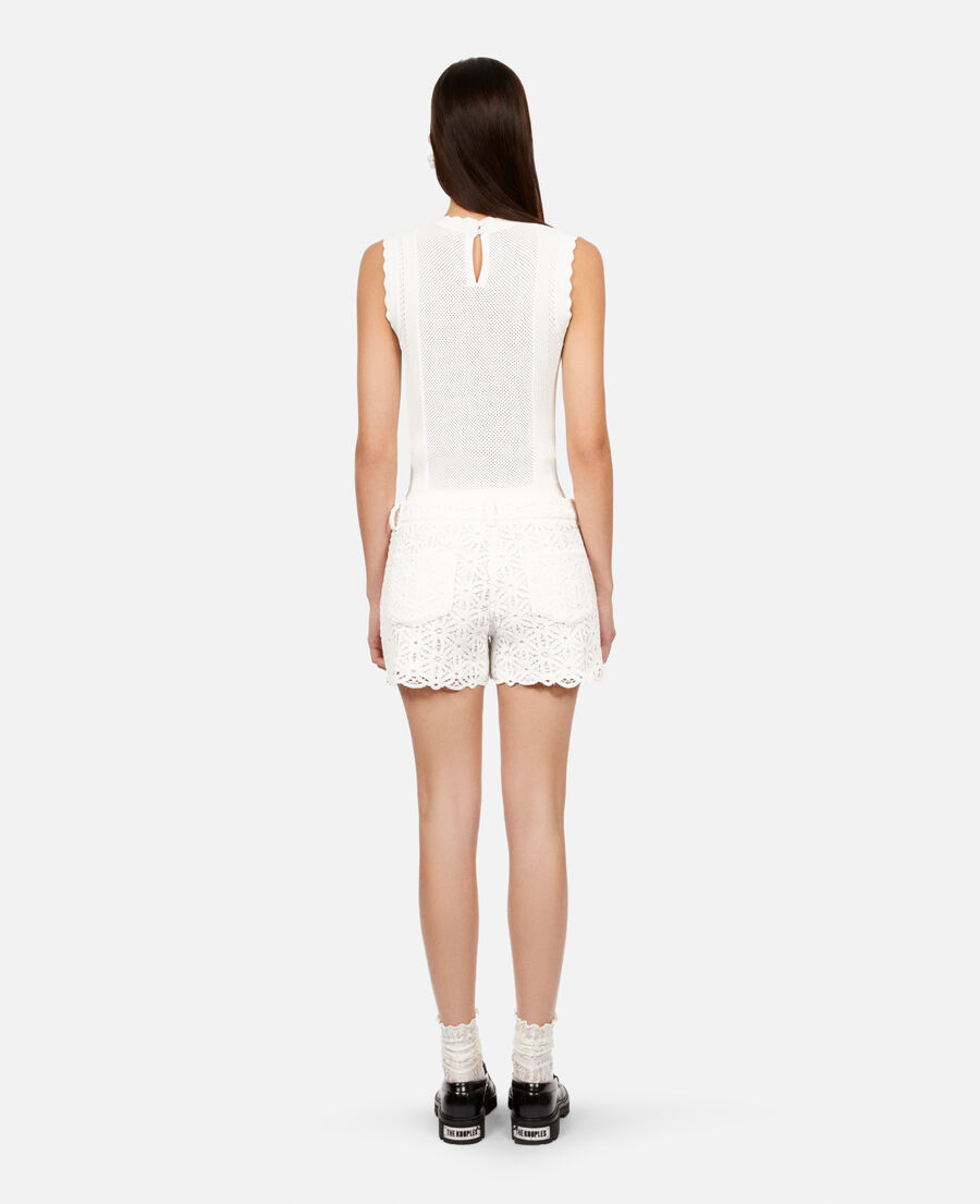 white short knit top