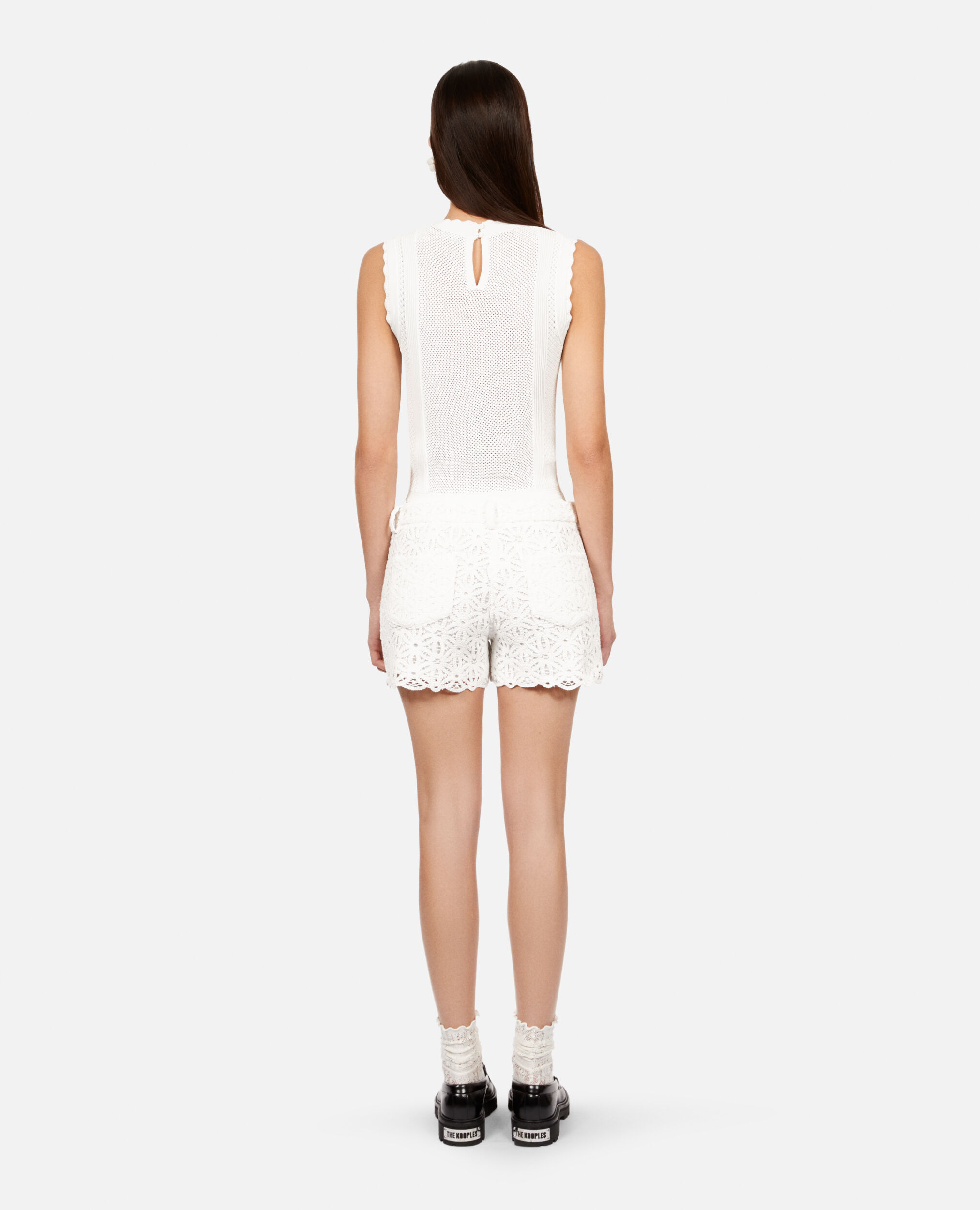 White short knit top, WHITE, hi-res image number null