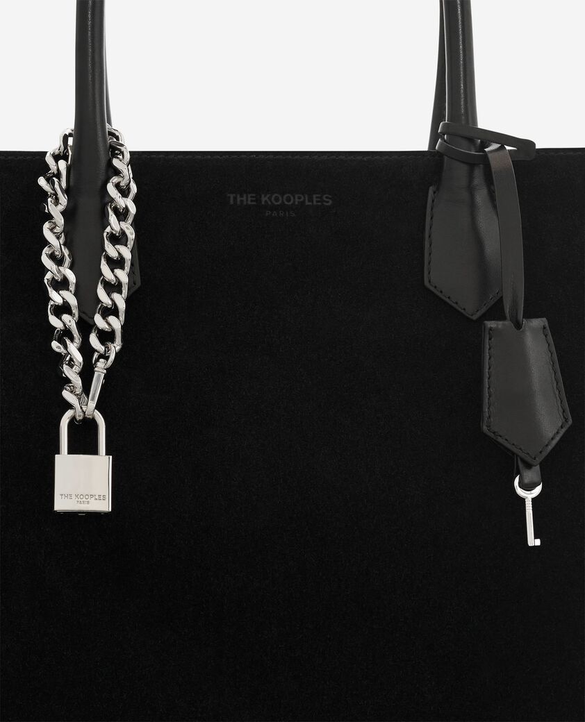 The Kooples FEMME BLACK sac cabas ming l en su&egrave;de noir